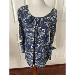 Ember Womens Top Blouse Sz S Lace Boho Boutique Paisley Bohemian Gypsy Floral